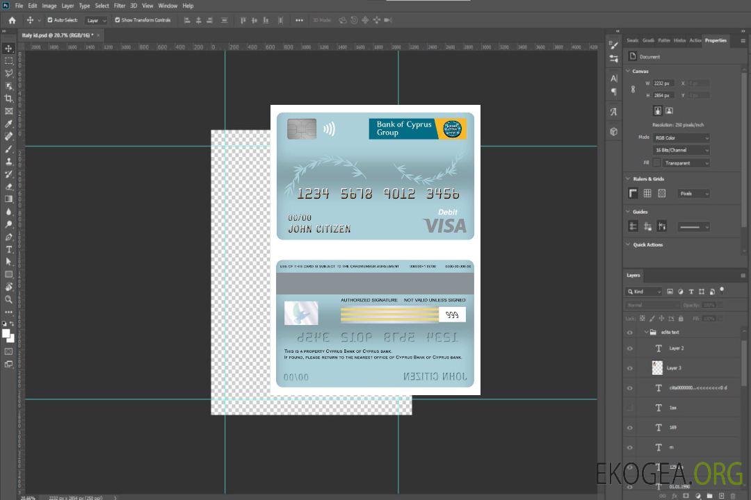 Carte de débit visa de la Banque de Chypre de Chypre template